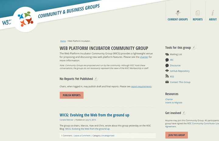 wicg incubator group HTML5.1 website