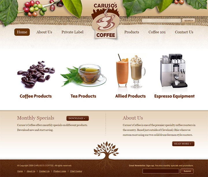 carusos coffee website