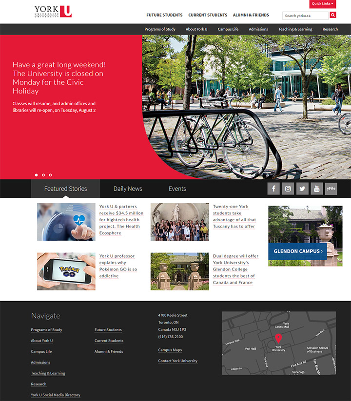 york university website