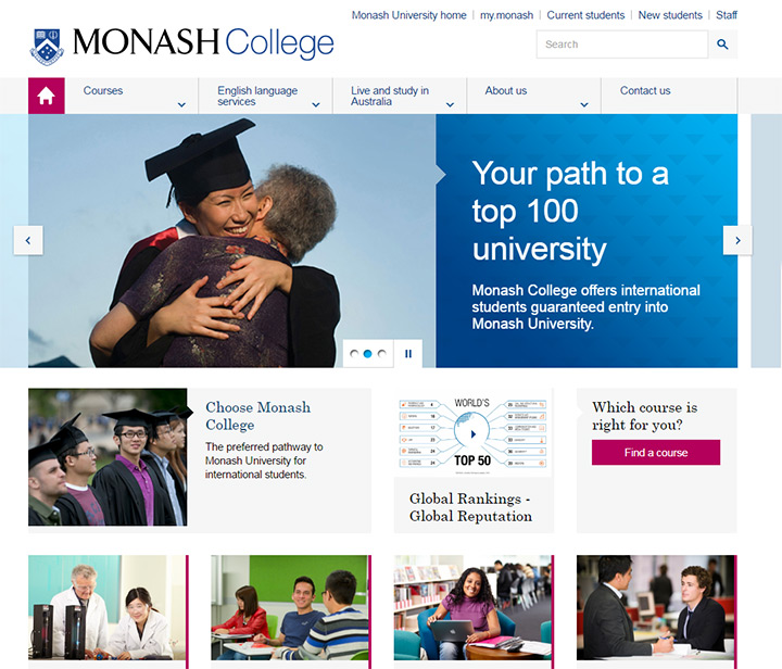 monash college website