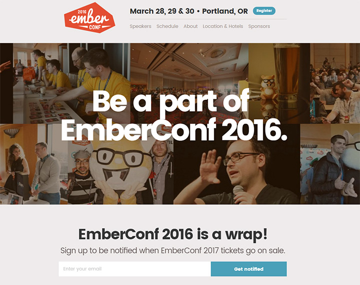 ember conference website layout