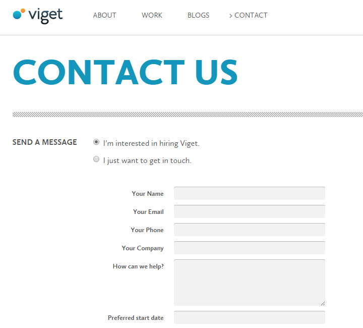 viget contact form design