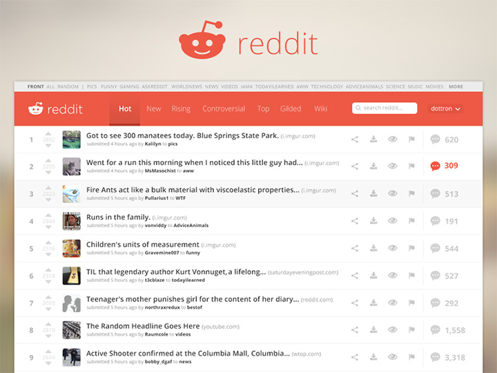 reddit red design ui homepage