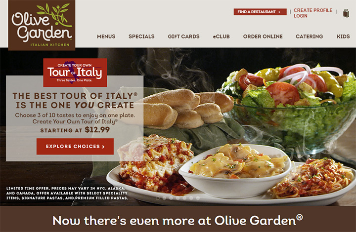 olive garden website