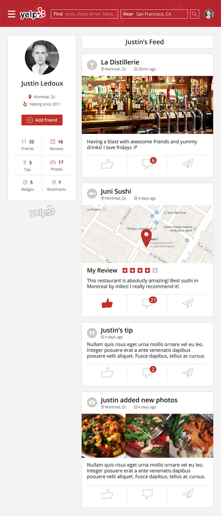 yelp page design just for fun