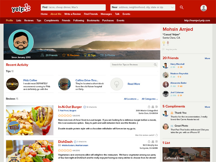 yelp profile page redesign review
