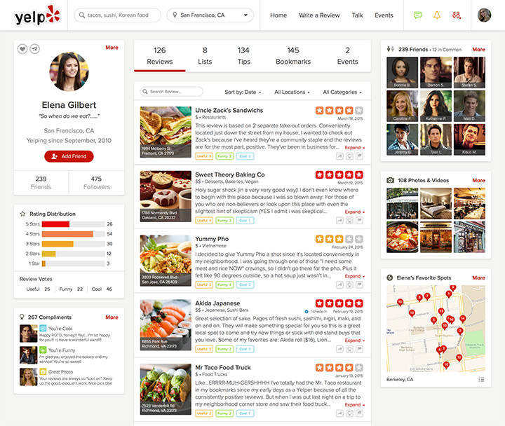 yelp user details page review ui